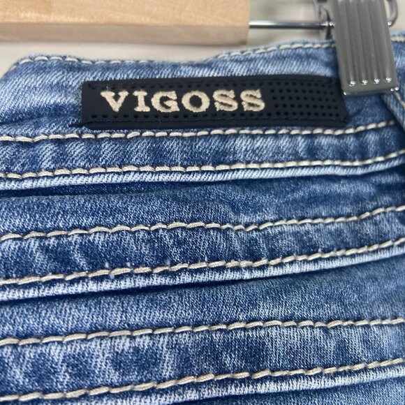 Vigoss The Dublin Denim Capris Size 7/8 Waist Low Rise Rhinestone Buttons Y2k - Picture 7 of 11